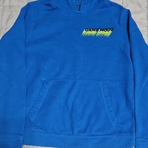 Vibrant Blue Kids Hoodie with Game Mode Design